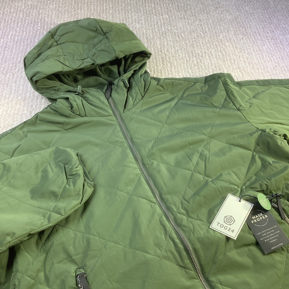 TOG24 Banton Womens Longline Quilted Jacket Dark Green Hooded Coat Size 10‎ NWT